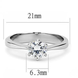 TK3252 - High polished (no plating) Stainless Steel Ring with AAA Grade CZ  in Clear