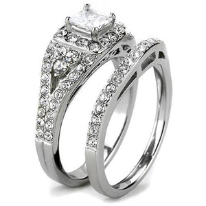TK3253 High polished (no plating) Stainless Steel Ring with AAA Grade CZ in Clear