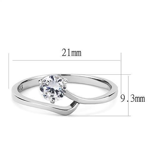 TK3257 - High polished (no plating) Stainless Steel Ring with AAA Grade CZ  in Clear - Joyeria Lady