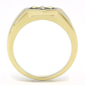 TK3268 IP Gold(Ion Plating) Stainless Steel Ring with Epoxy in Jet
