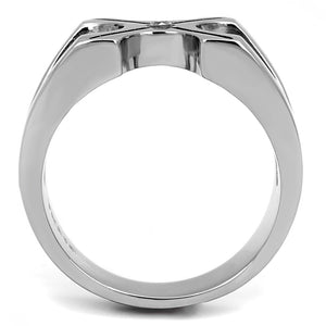 TK3278 High polished (no plating) Stainless Steel Ring with AAA Grade CZ in Clear