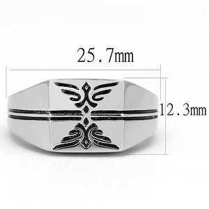 TK3279 High polished (no plating) Stainless Steel Ring with Epoxy in Jet