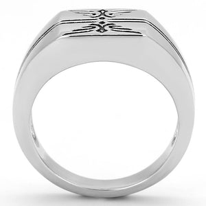 TK3279 High polished (no plating) Stainless Steel Ring with Epoxy in Jet
