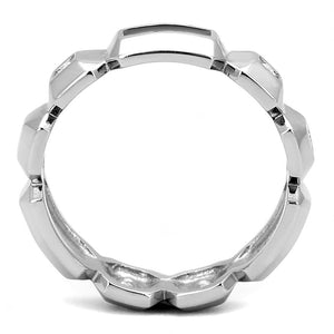 TK3281 High polished (no plating) Stainless Steel Ring with Top Grade Crystal in Clear