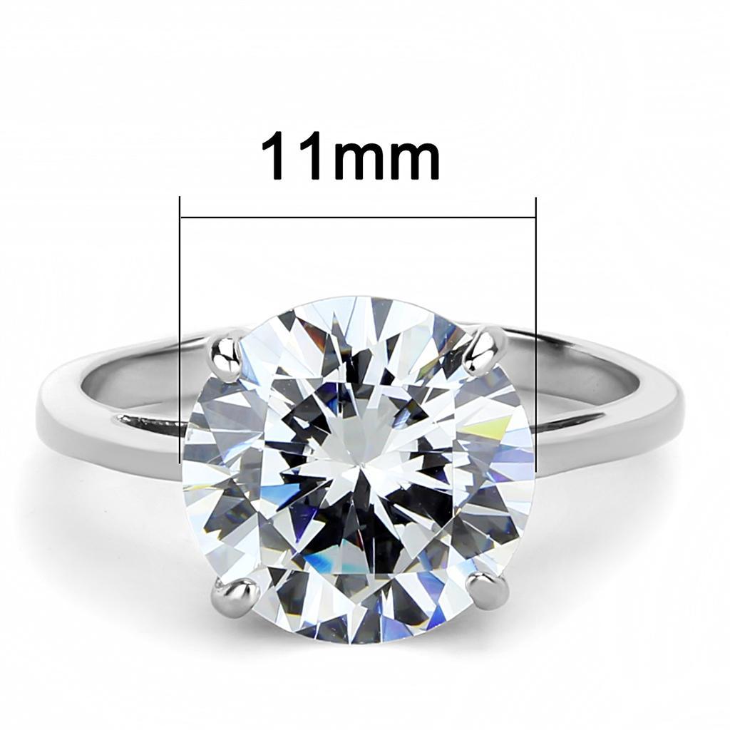 TK3428 - High polished (no plating) Stainless Steel Ring with AAA Grade CZ  in Clear - Joyeria Lady