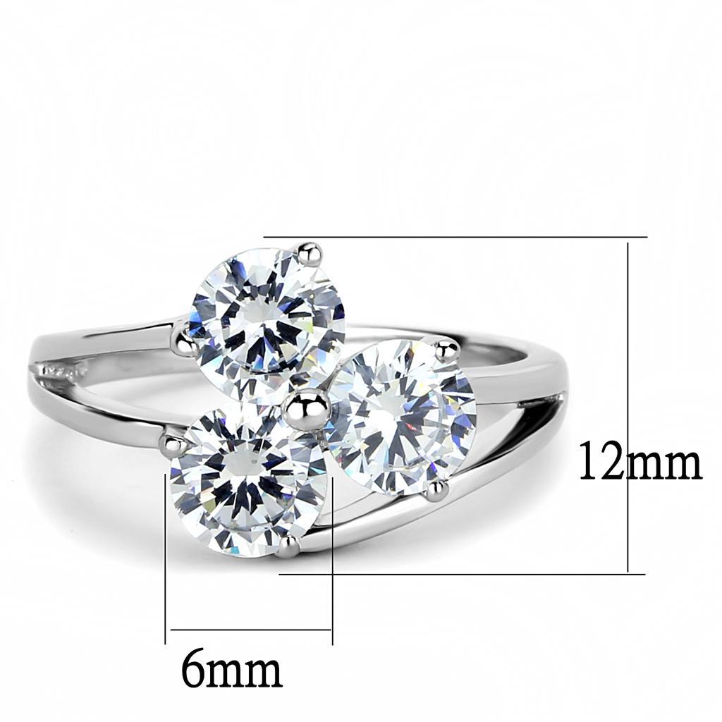 TK3430 - High polished (no plating) Stainless Steel Ring with AAA Grade CZ  in Clear - Joyeria Lady