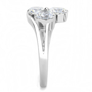 TK3430 - High polished (no plating) Stainless Steel Ring with AAA Grade CZ  in Clear