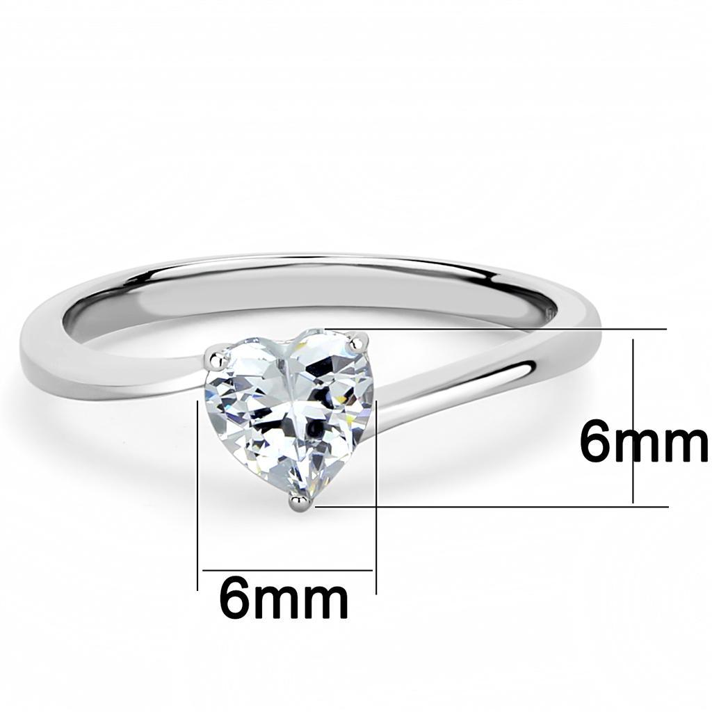 TK3434 - High polished (no plating) Stainless Steel Ring with AAA Grade CZ  in Clear - Joyeria Lady