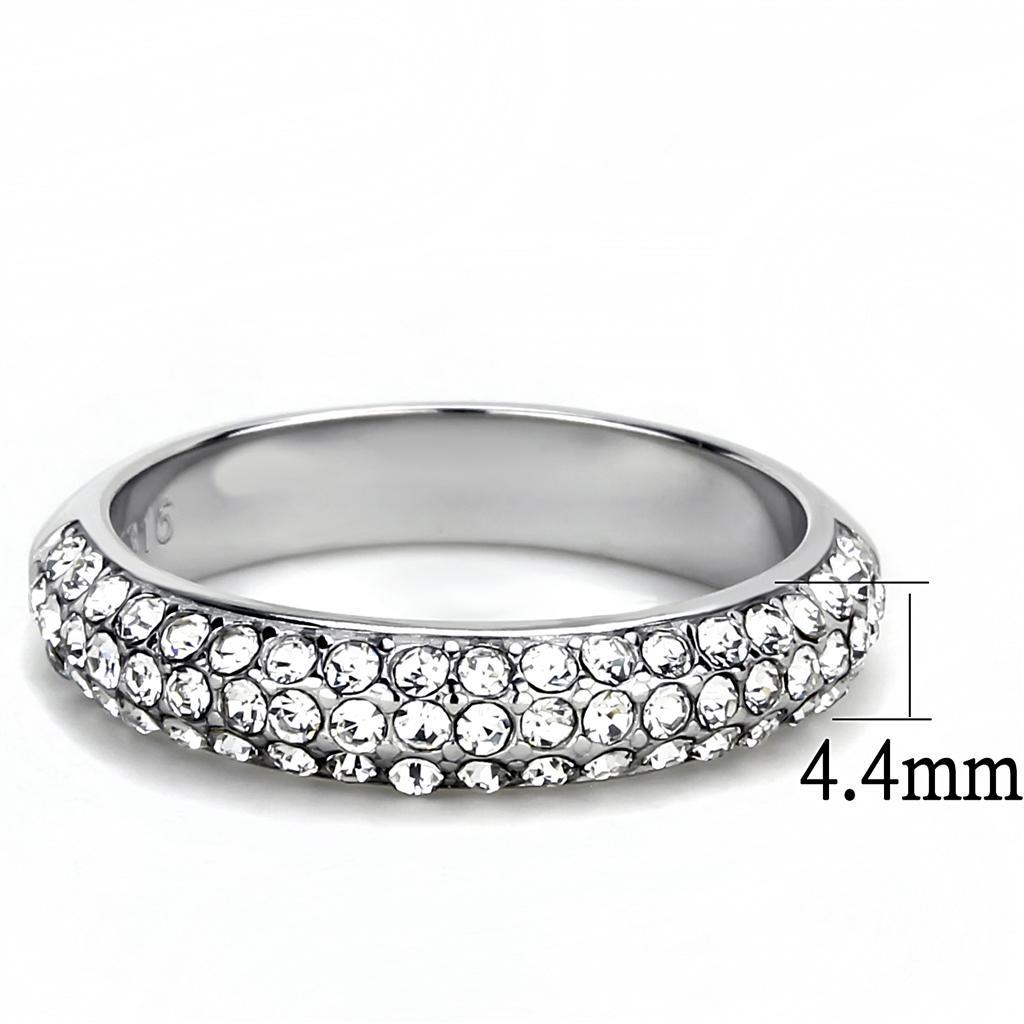 TK3437 - High polished (no plating) Stainless Steel Ring with Top Grade Crystal  in Clear - Joyeria Lady