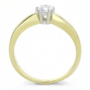 TK3440 - Two-Tone IP Gold (Ion Plating) Stainless Steel Ring with AAA Grade CZ  in Clear