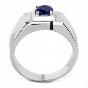 TK3459 High polished (no plating) Stainless Steel Ring with Synthetic in Montana