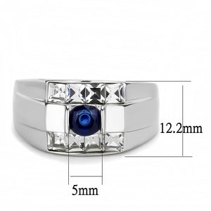 TK3463 High polished (no plating) Stainless Steel Ring with Synthetic in Montana