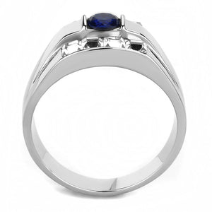 TK3463 High polished (no plating) Stainless Steel Ring with Synthetic in Montana