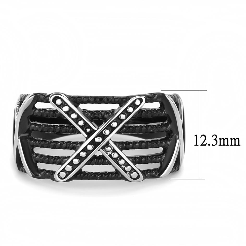 TK3468 IP Black(Ion Plating) Stainless Steel Ring with No Stone in No Stone - Joyeria Lady