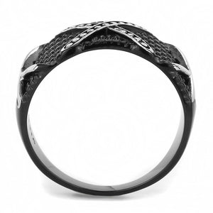 TK3468 IP Black(Ion Plating) Stainless Steel Ring with No Stone in No Stone