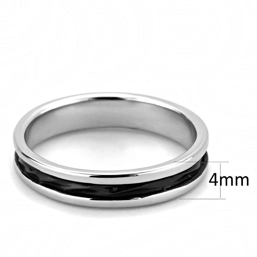 TK3502 - Two-Tone IP Black (Ion Plating) Stainless Steel Ring with No Stone - Joyeria Lady
