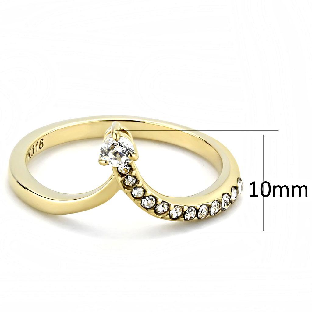 TK3524 - IP Gold(Ion Plating) Stainless Steel Ring with AAA Grade CZ  in Clear - Joyeria Lady