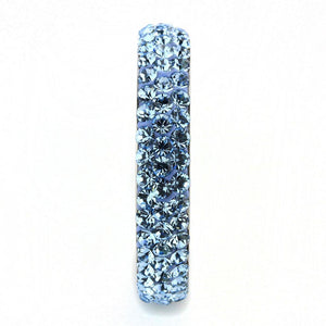 TK3535 - High polished (no plating) Stainless Steel Ring with Top Grade Crystal  in Sea Blue
