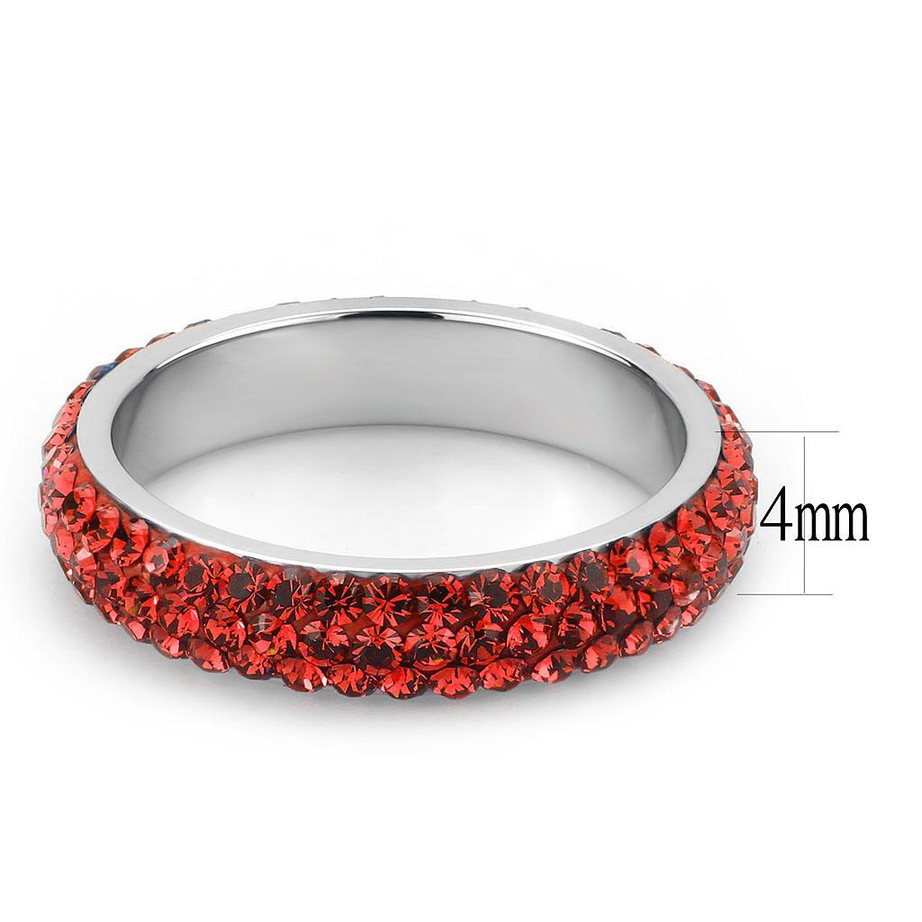 TK3536 - High polished (no plating) Stainless Steel Ring with Top Grade Crystal  in Siam - Joyeria Lady