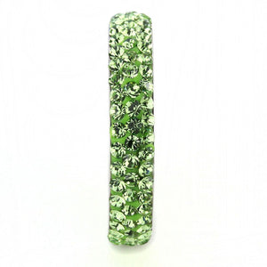 TK3537 High polished (no plating) Stainless Steel Ring with Top Grade Crystal in Peridot