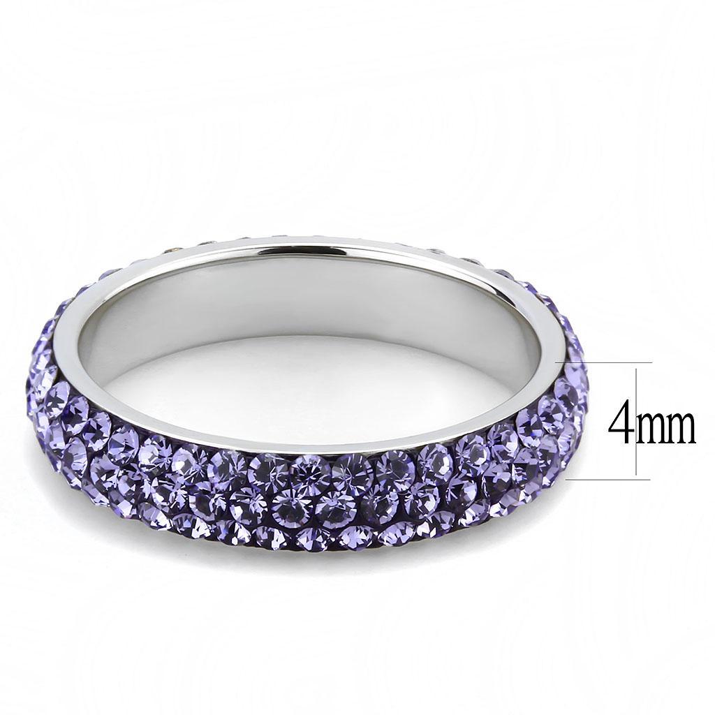 TK3540 - High polished (no plating) Stainless Steel Ring with Top Grade Crystal  in Tanzanite - Joyeria Lady