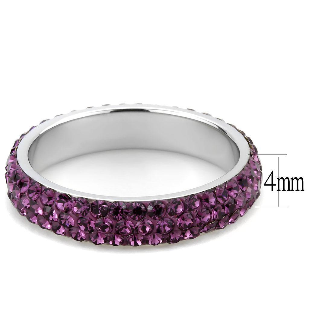 TK3541 - High polished (no plating) Stainless Steel Ring with Top Grade Crystal  in Amethyst - Joyeria Lady