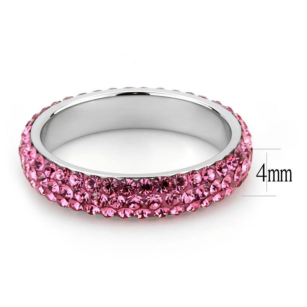 TK3542 - High polished (no plating) Stainless Steel Ring with Top Grade Crystal  in Rose - Joyeria Lady