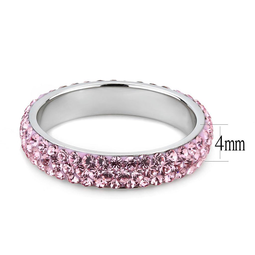 TK3543 - High polished (no plating) Stainless Steel Ring with Top Grade Crystal  in Light Rose - Joyeria Lady