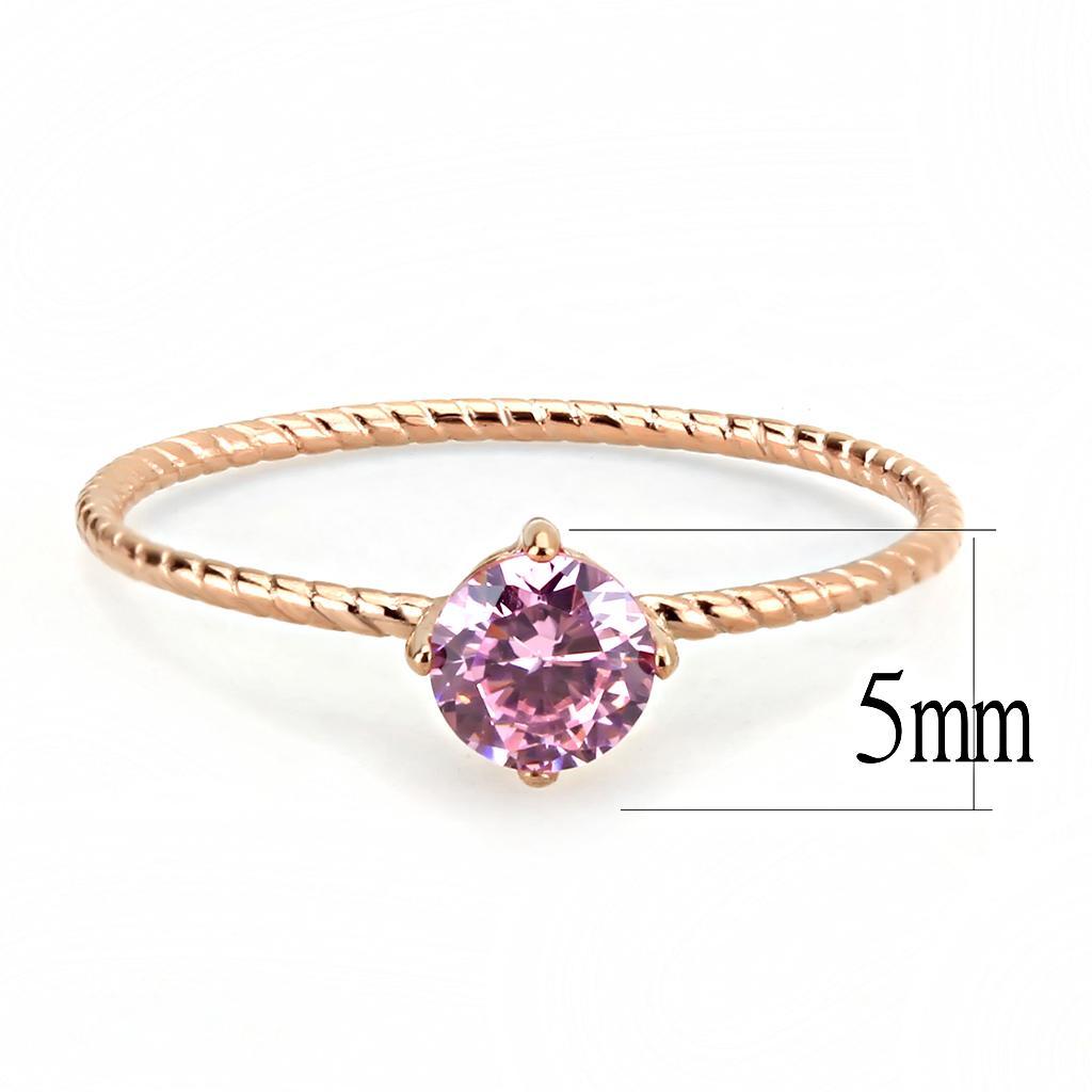TK3558 - IP Rose Gold(Ion Plating) Stainless Steel Ring with AAA Grade CZ  in Rose - Joyeria Lady