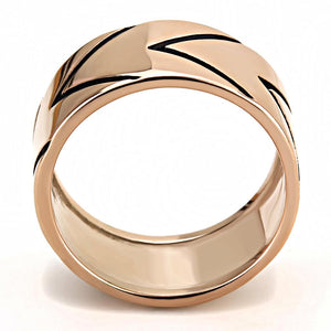 TK3563 IP Rose Gold(Ion Plating) Stainless Steel Ring with Epoxy in Jet