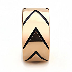 TK3563 IP Rose Gold(Ion Plating) Stainless Steel Ring with Epoxy in Jet