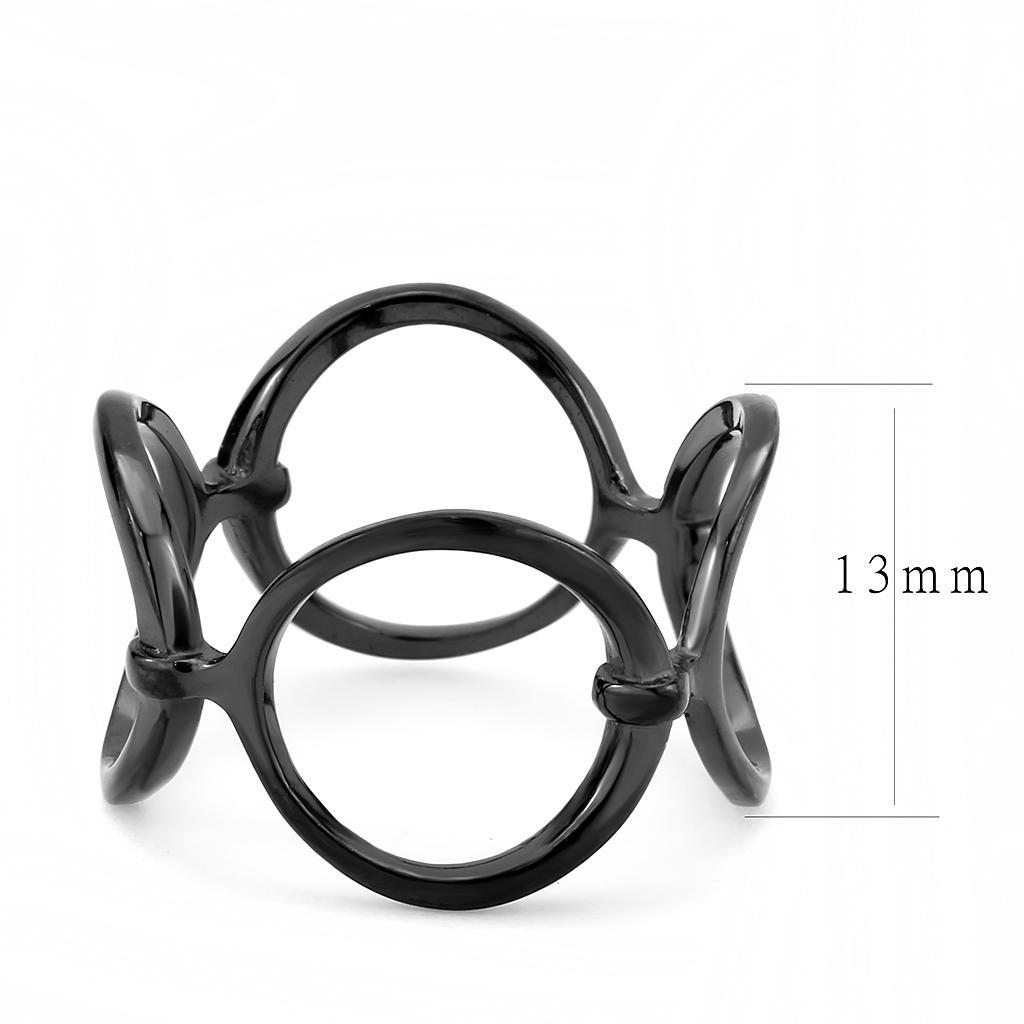 TK3568 - IP Black(Ion Plating) Stainless Steel Ring with No Stone - Joyeria Lady