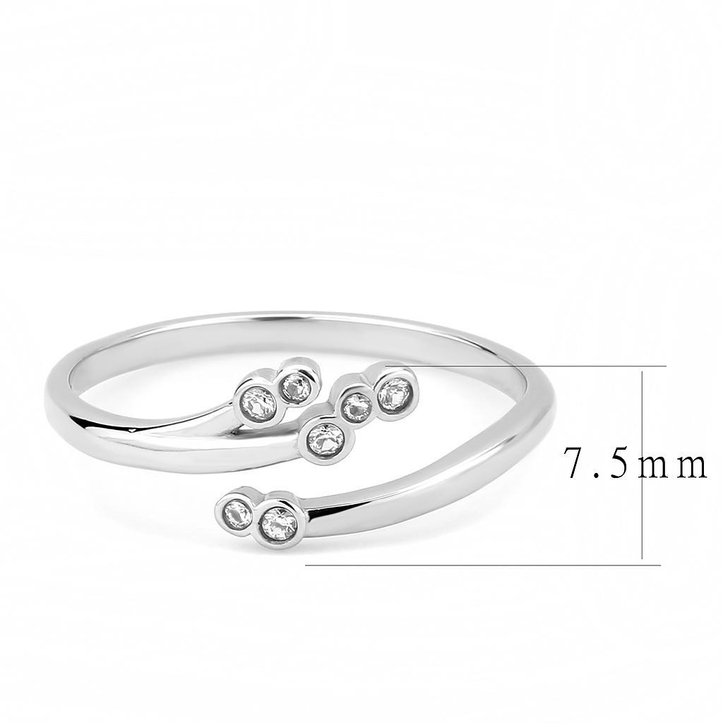 TK3570 - No Plating Stainless Steel Ring with AAA Grade CZ  in Clear - Joyeria Lady