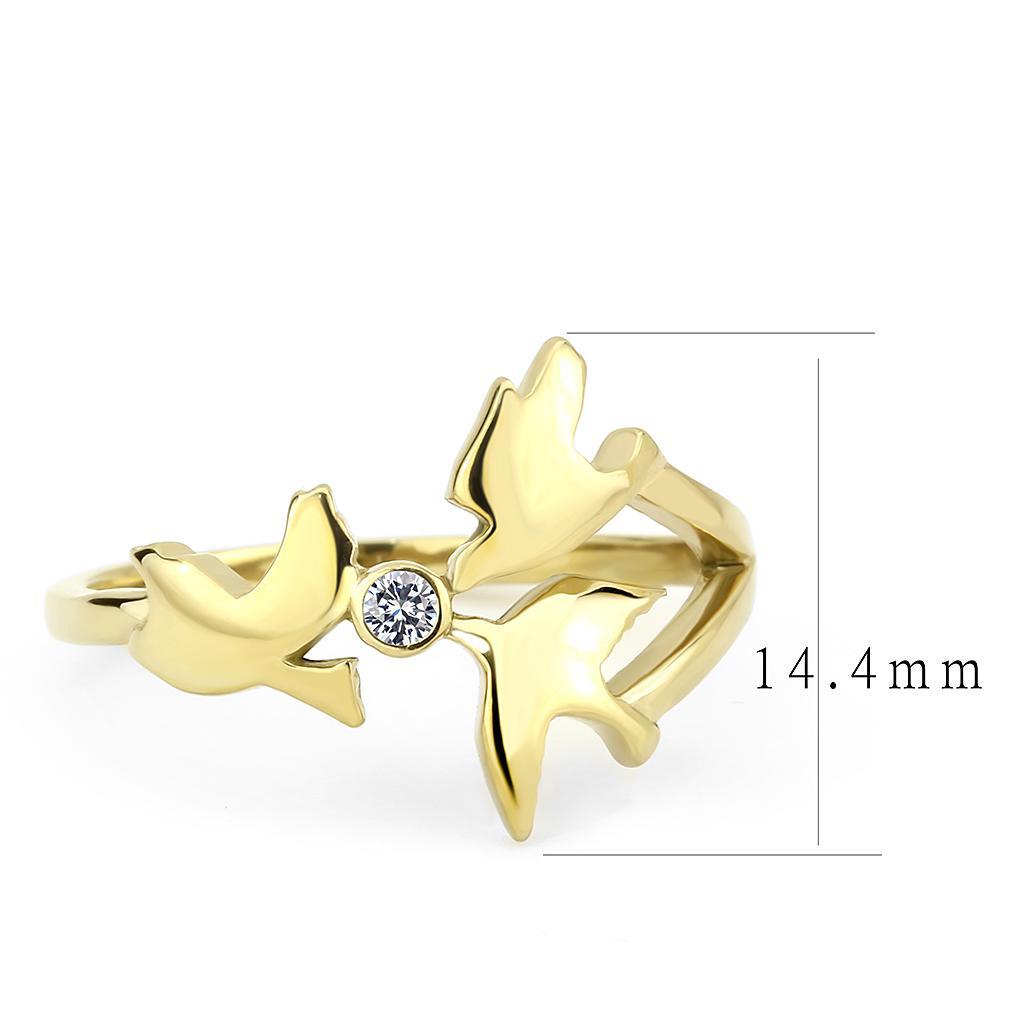 TK3573 - IP Gold(Ion Plating) Stainless Steel Ring with AAA Grade CZ  in Clear - Joyeria Lady