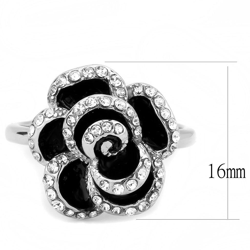 TK3577 - No Plating Stainless Steel Ring with Top Grade Crystal  in Clear - Joyeria Lady