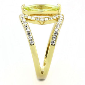 TK3578 IP Gold(Ion Plating) Stainless Steel Ring with AAA Grade CZ in Apple Green color