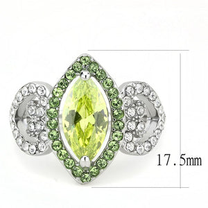 TK3579 No Plating Stainless Steel Ring with AAA Grade CZ in Apple Green color