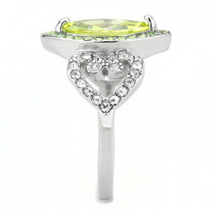 TK3579 No Plating Stainless Steel Ring with AAA Grade CZ in Apple Green color