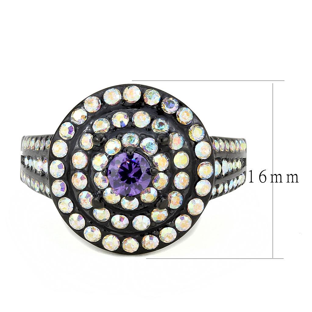 TK3580 - IP Black(Ion Plating) Stainless Steel Ring with Assorted  in Multi Color - Joyeria Lady