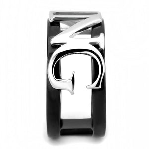 TK3583 - Two-Tone IP Black (Ion Plating) Stainless Steel Ring with No Stone