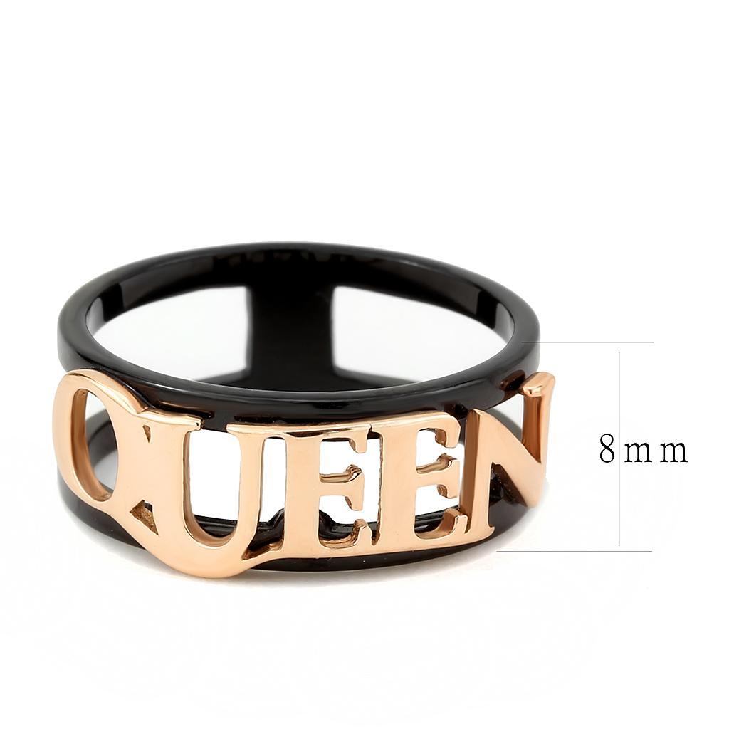 TK3584 - IP Rose Gold+ IP Black (Ion Plating) Stainless Steel Ring with No Stone - Joyeria Lady