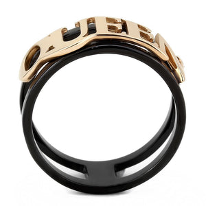 TK3584 - IP Rose Gold+ IP Black (Ion Plating) Stainless Steel Ring with No Stone