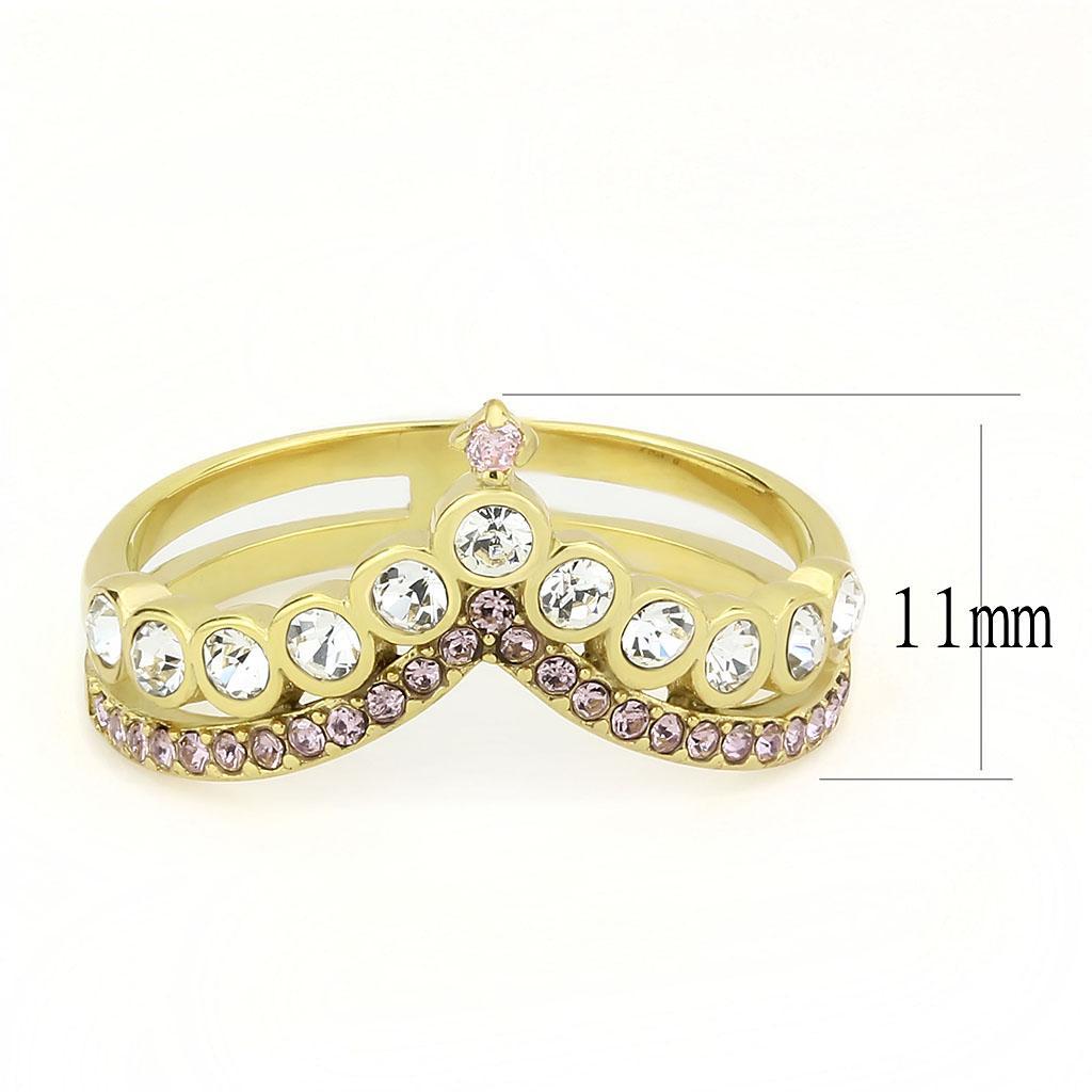 TK3587 - IP Gold(Ion Plating) Stainless Steel Ring with AAA Grade CZ  in Rose - Joyeria Lady