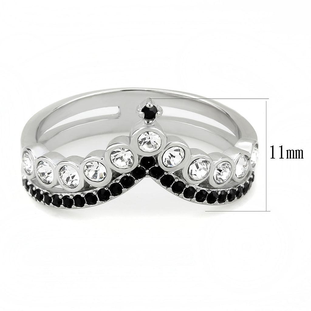 TK3588 - No Plating Stainless Steel Ring with Top Grade Crystal  in Clear - Joyeria Lady