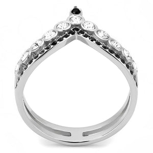 TK3588 - No Plating Stainless Steel Ring with Top Grade Crystal  in Clear