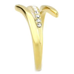 TK3590 - IP Gold(Ion Plating) Stainless Steel Ring with Top Grade Crystal  in Clear