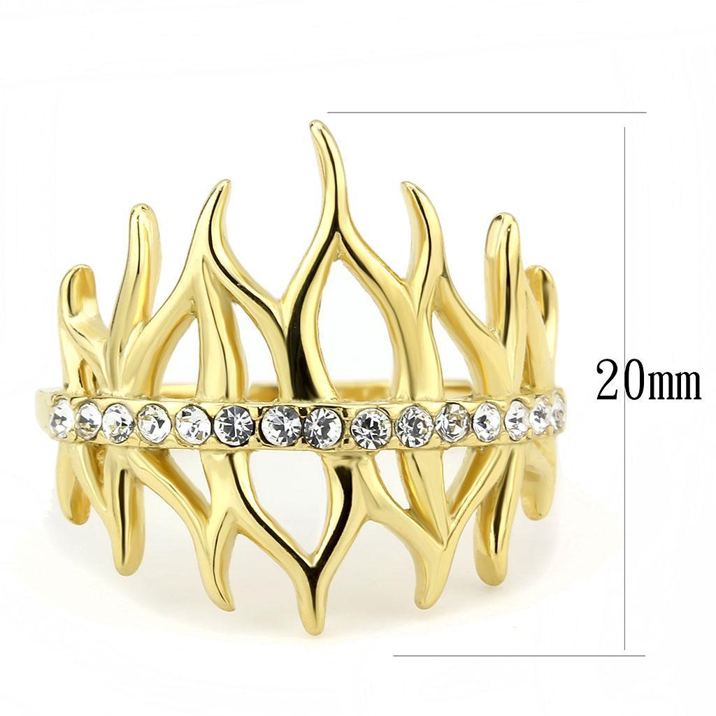 TK3595 - IP Gold(Ion Plating) Stainless Steel Ring with Top Grade Crystal  in Clear - Joyeria Lady