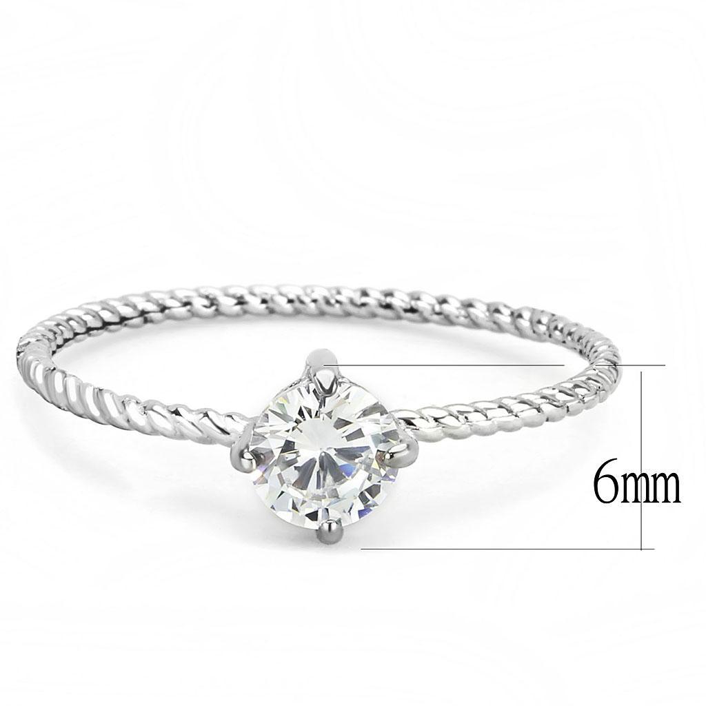 TK3604 - No Plating Stainless Steel Ring with AAA Grade CZ  in Clear - Joyeria Lady