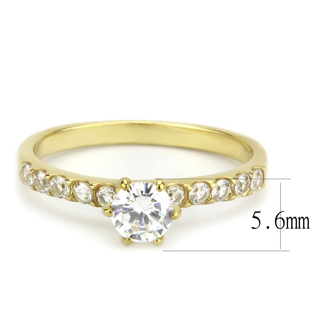 TK3605 - IP Gold(Ion Plating) Stainless Steel Ring with AAA Grade CZ  in Clear - Joyeria Lady