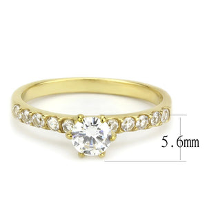 TK3605 - IP Gold(Ion Plating) Stainless Steel Ring with AAA Grade CZ  in Clear